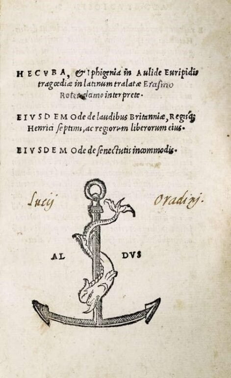 Euripide-traduit-par-Erasme avec la marque d'Alde Manuce