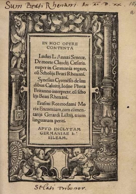 Page de titre Eloge de la Folie Froben BHS K 1074 a