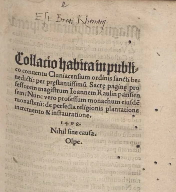 Page de titre Jean Raulin_1498_BHS K 814e