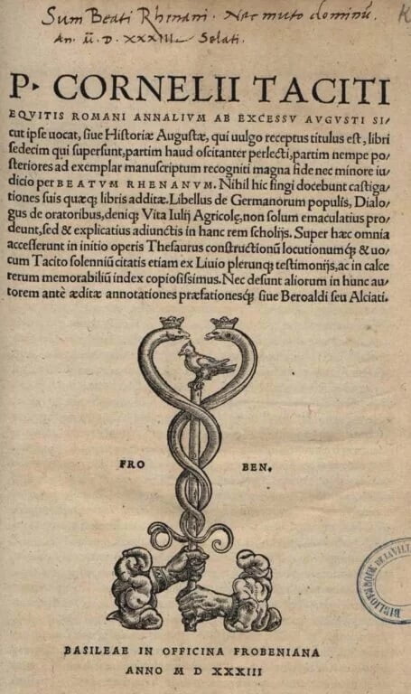 Page de titre édition de Tacite_BHS K1130