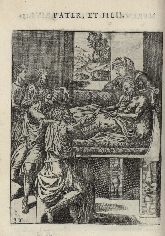 Gravure Le Père et ses enfants